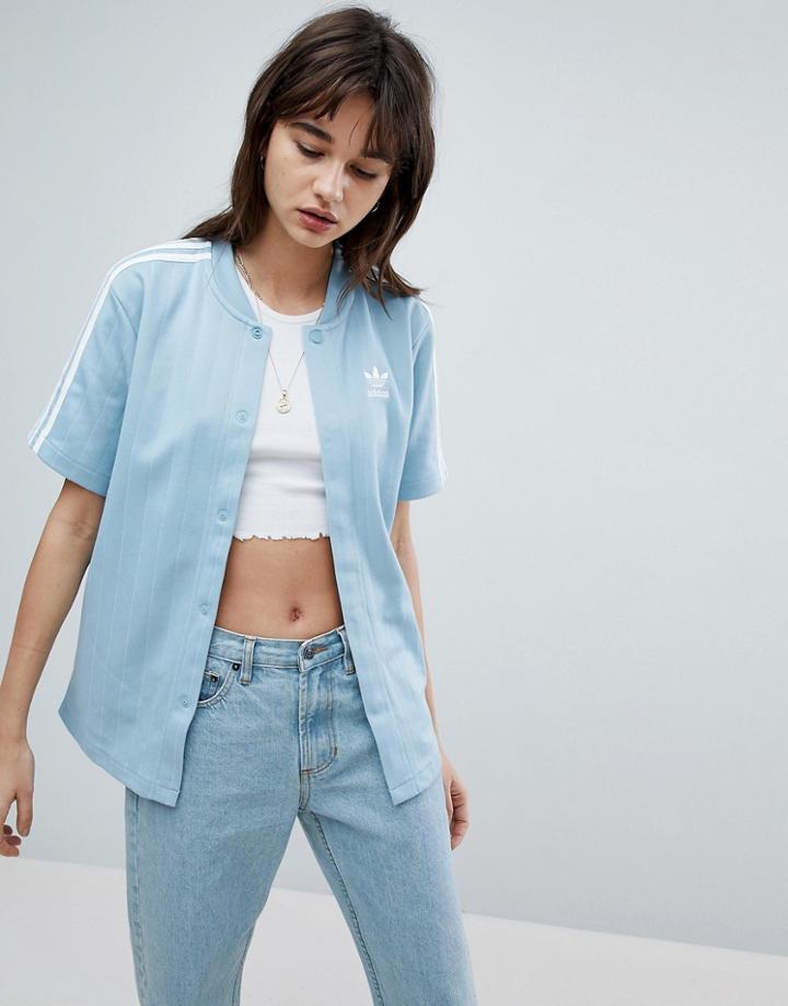 Adidas Originals Nova Oversized Button Down Jersey - Gray