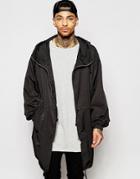 Asos Parka With Oversized Fit In Black - Black