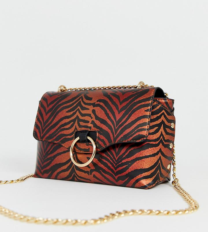 Skinnydip Casey Metallic Tiger Shoulder Bag - Orange