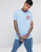 Asos Longline T-shirt With Power Embroidery - Blue