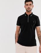 New Look Muscle Fit Polo In Black - Black