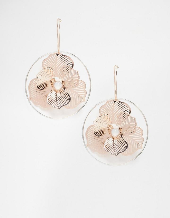 Asos Fine Linked Flower Hoop Earrings - Multi