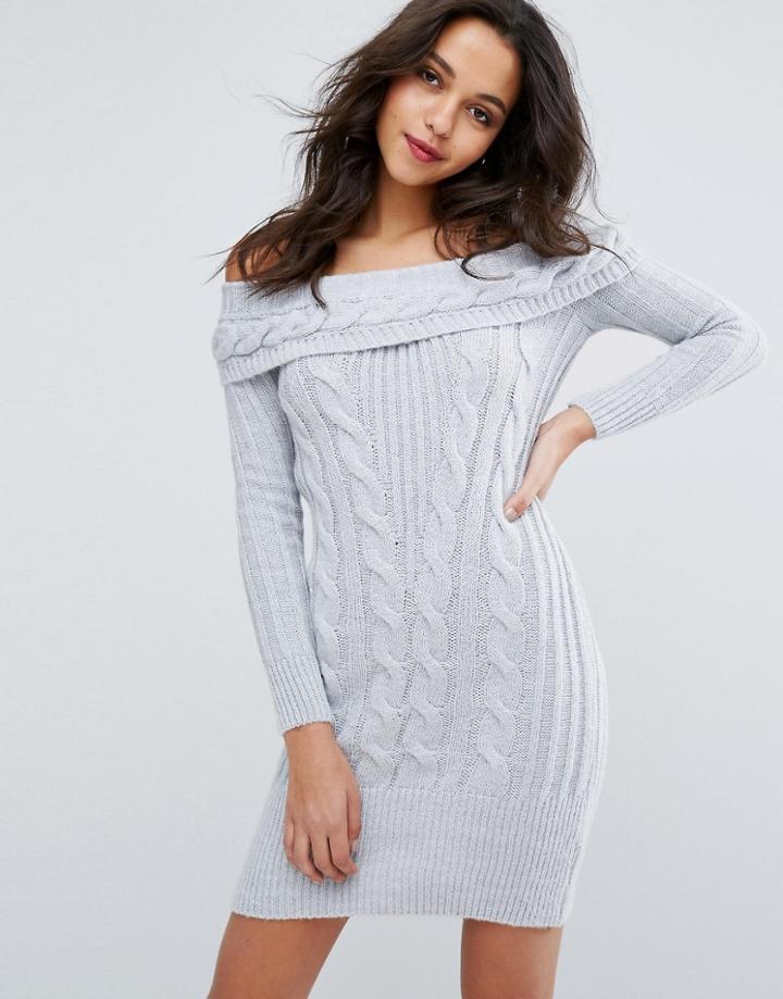 Miss Selfridge Cable Knit Bardot Dress - Multi