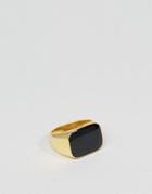 Asos Signet Ring With Enamel Insert In Gold - Gold