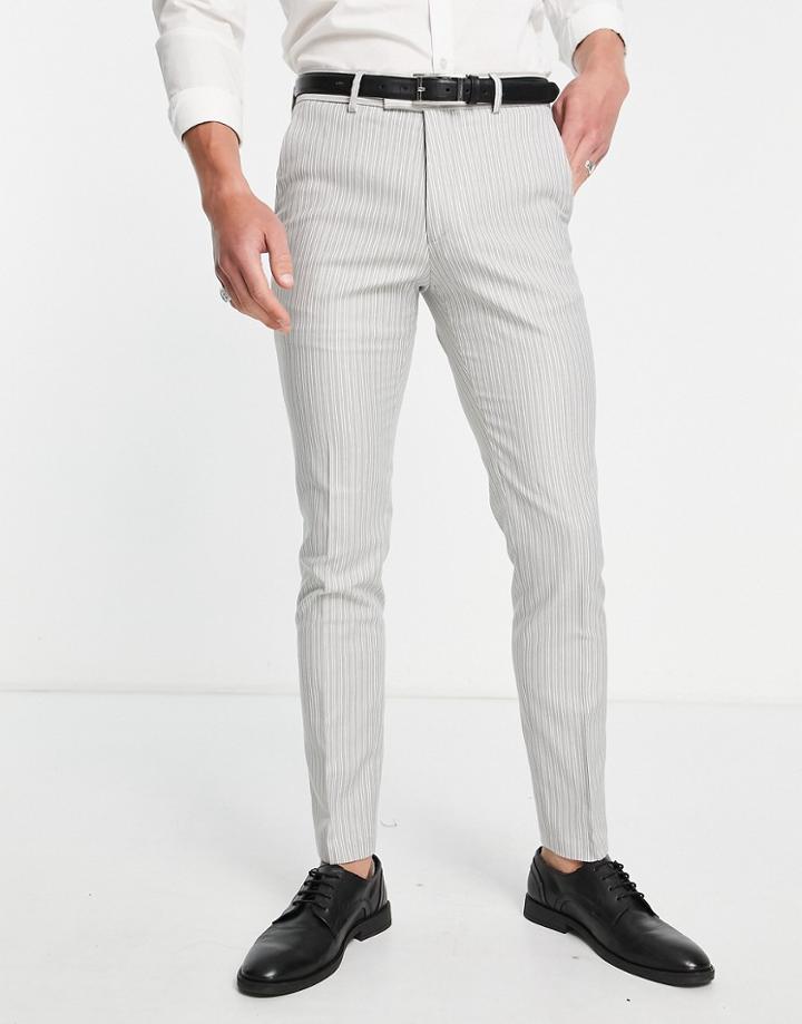 Topman Suit Pants In White Stripe