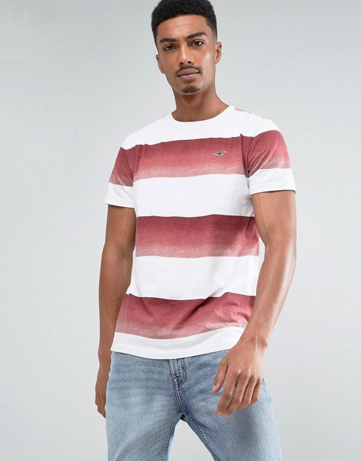 Hollister Crew T-shirt Slim Fit Graduated Block Stripe In Red - Red