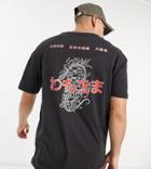 Jack & Jones Originals Oversize T-shirt With Dragon Back Print In Black Exclusive At Asos