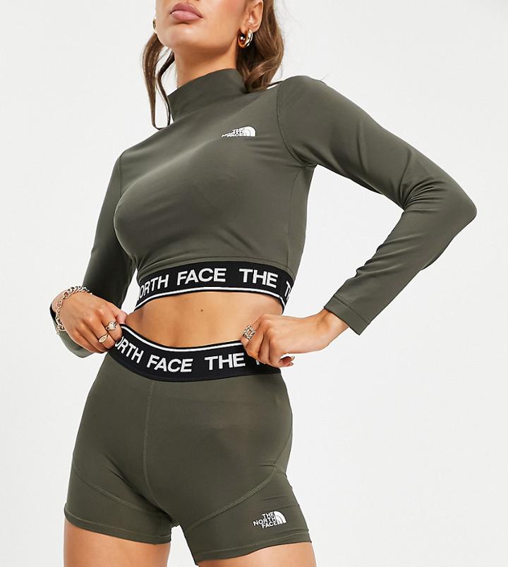 The North Face Training Bootie Shorts In Khaki Exclusive At Asos-green