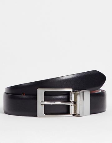 Barneys Originals Reversible Leather Belt In Black & Tan