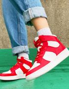 Monki Vegan-friendly High Top Basketball Sneakers In Bright Red