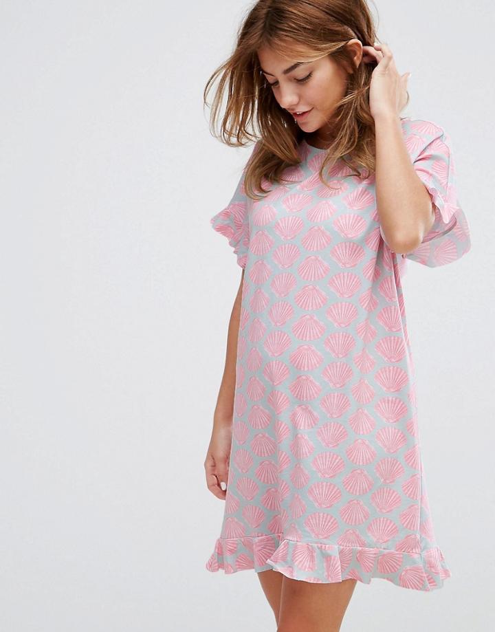 Vero Moda Shell Print T-shirt Pjyama Dress - Pink
