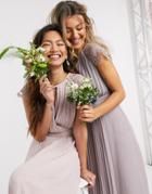 Tfnc Bridesmaid Lace Sleeve Maxi Dress In Pink