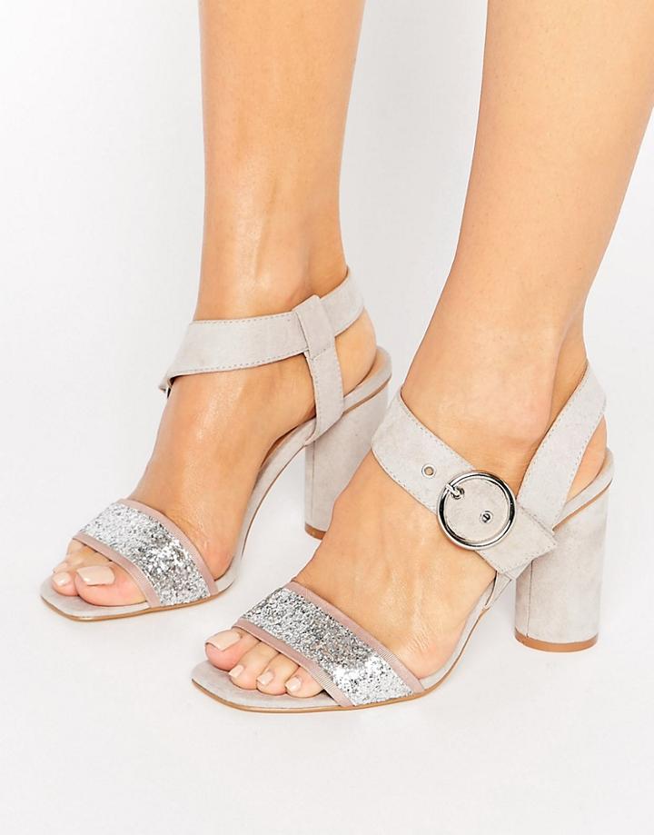 Truffle Collection Glitter Heel Sandal - Gray