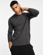 Soul Star Muscle Fit Crew Neck Sweater In Charcoal-gray