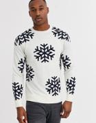 Threadbare Christmas Snowflake Sweater In Cream