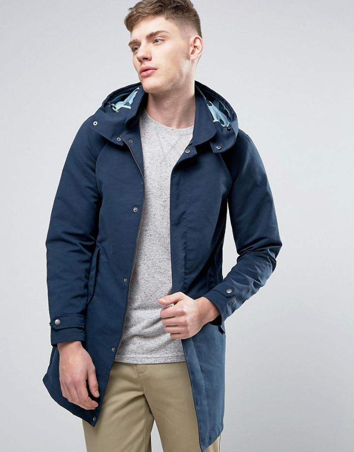 Jack & Jones Originals Light Weight Parka With Camo Lining - Navy