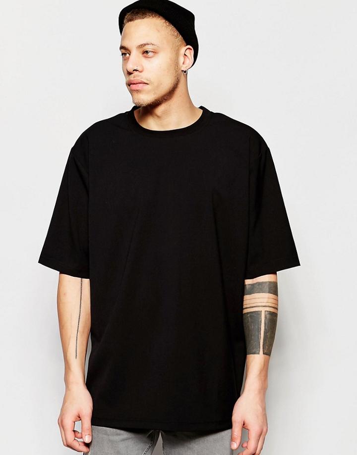 Weekday Fakie Woven T-shirt In Black - Black