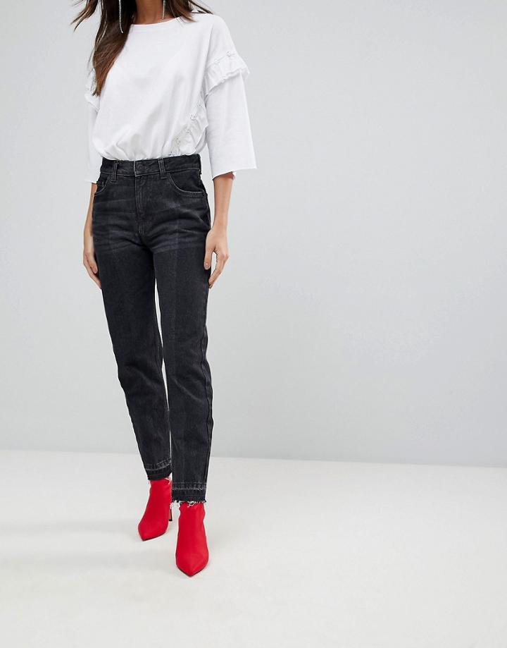 Mango Two Tone Mom Jean - Black