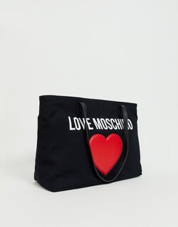 Love Moschino Signature Canvas Tote Bag - Black