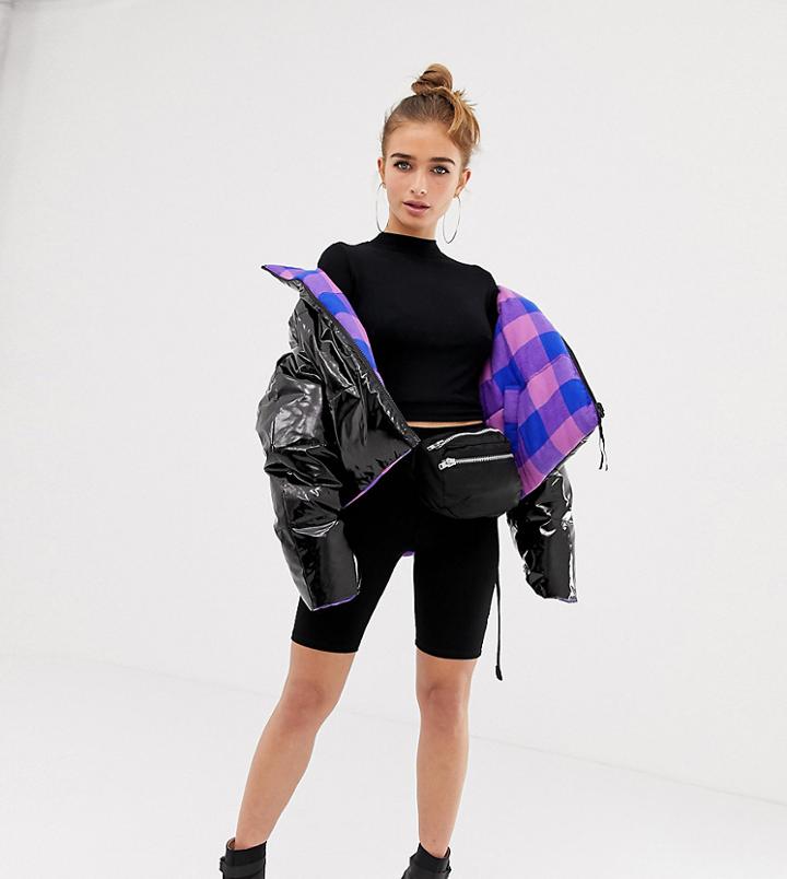 Collusion Petite High Waist Legging Shorts-black