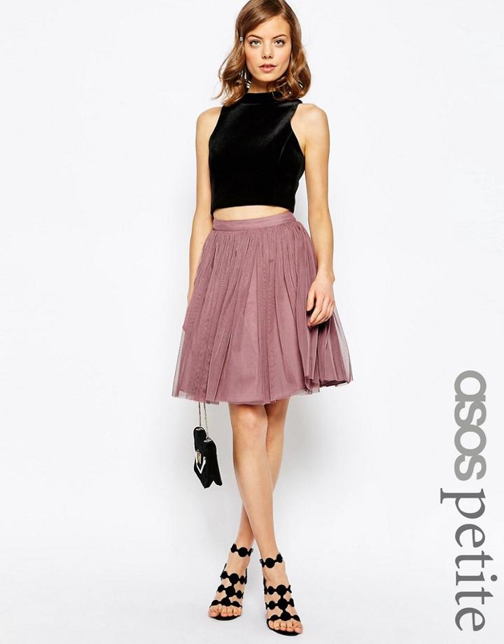 Asos Petite Tulle Mini Skirt With Layers - Dusty Pink
