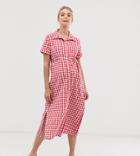 Glamorous Bloom Shirt Dress With Belt In Gingham-red