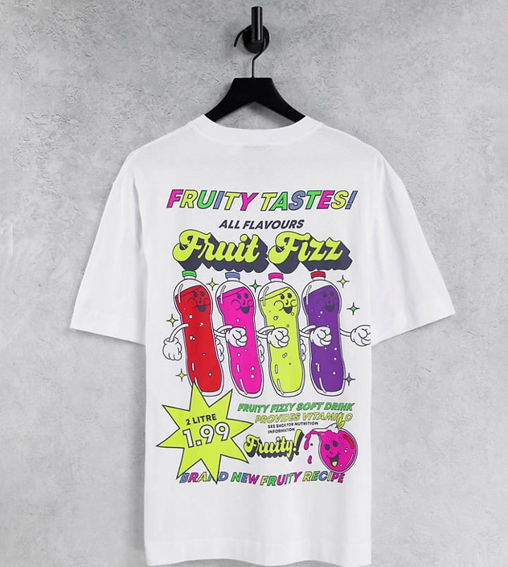 Collusion Unisex T-shirt With Fruit Fizz Print In White