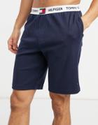 Tommy Hilfiger Lounge Shorts In Navy With Logo Waistband