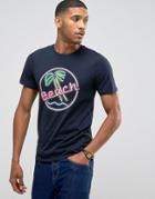 Jack & Jones Originals T-shirt With Beach Neon Light Print - Navy