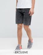 Cayler & Sons Raw Hem Denim Shorts In Acid Wash - Black