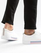 Asos Design Lace Up Plimsolls In White With Navy And Red Detailing