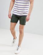 Asos Design Denim Shorts In Skinny Green - Green