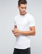 Asos Muscle T-shirt With Stepped Hem And Side Detail In White - White