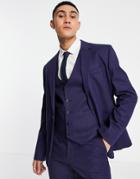 Asos Design Slim Linen Mix Suit Jacket In Navy