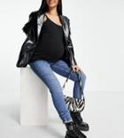 Topshop Maternity Organic Cotton Under Bump Mid Blue Jamie Jeans-blues