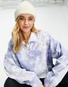 Hollister High Neck Cropped Tie-dye Sweatshirt In Blue