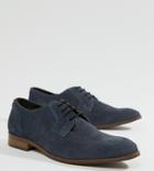 Dune Wide Fit Lace Up Suede Shoes In Navy Suede - Blue