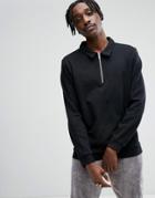 Asos Oversized Half Zip Harrington In Black - Black