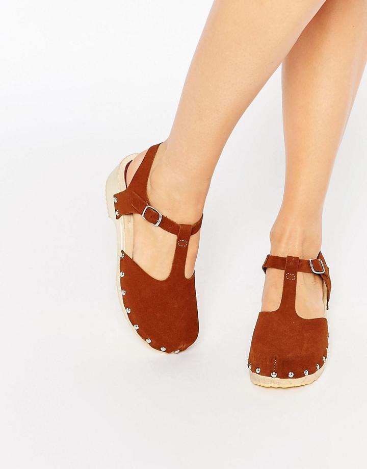 Asos Oakland Suede Clogs - Chesnut