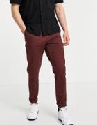 New Look Skinny Chinos In Burgundy-red