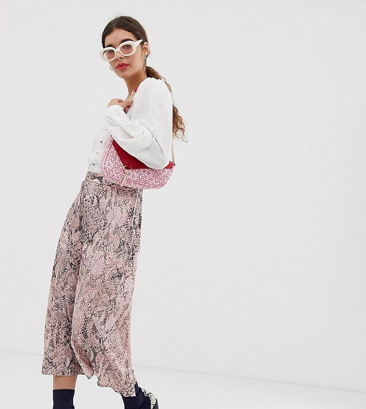New Look Midi Skirt In Snake Print