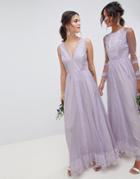 Asos Design Dobby Mesh And Lace Mix Sleeveless Maxi Dress-purple