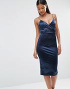 Club L Satin Cami Strap Midi Dress - Navy