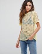 New Look Fishnet Boyfriend Tee - Yellow
