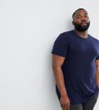 Asos Design Plus Longline T-shirt With Crew Neck In Navy