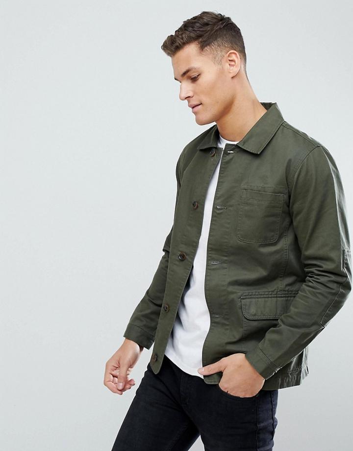 Threadbare Cotton Worker Jacket - Green
