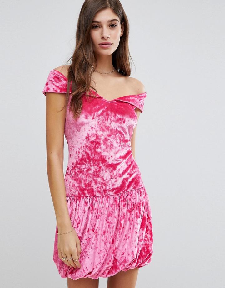 Vero Moda Off Shoulder Velvet Bodycon Dress - Black