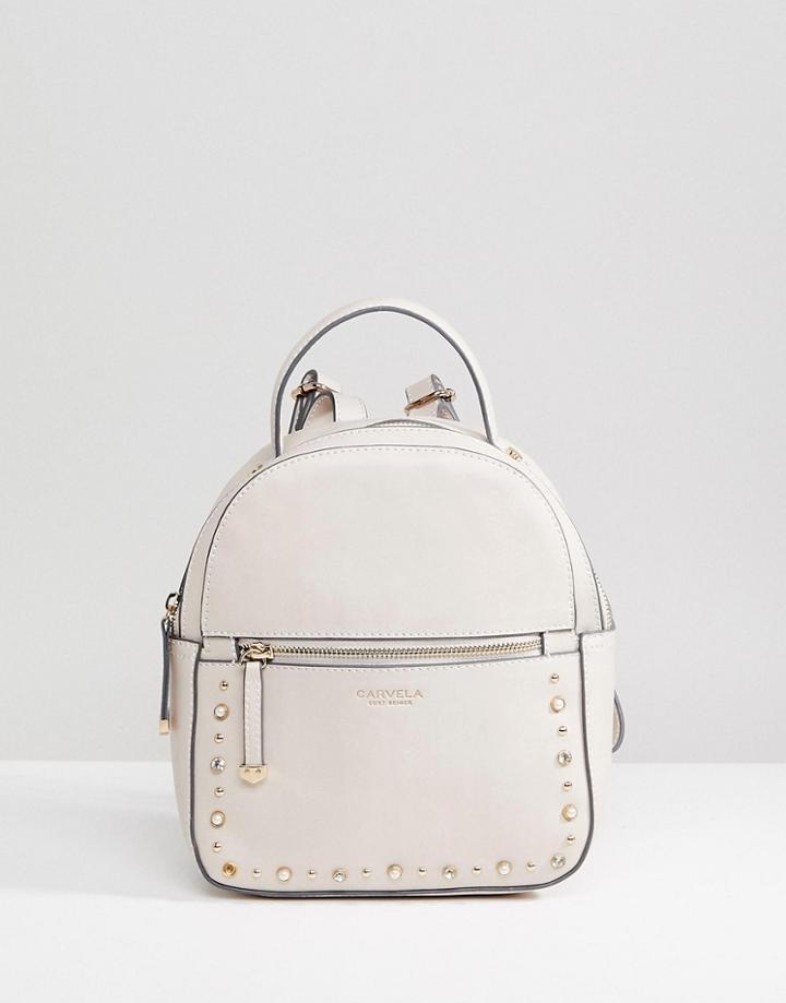 Carvela Sooty Mini Backpack With Gem Detail - Cream