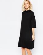 Selected Campaign Dress With High Neck - Black