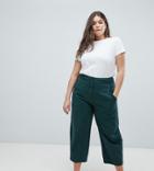 Asos Design Curve Straight Leg Pants With Detachable Back Pocket In Forest Green - Green
